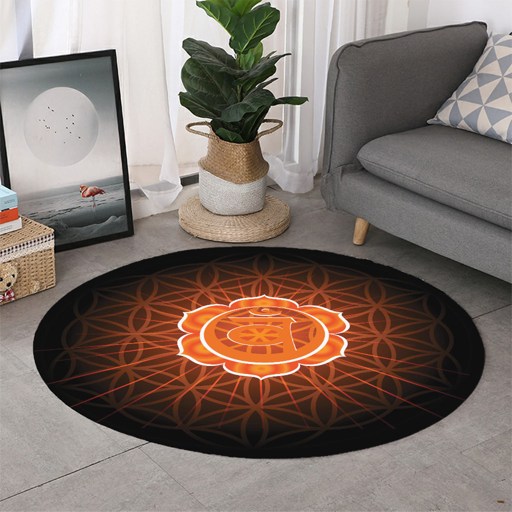 Swadhisthana Chakra Spiritual Print Round Rug