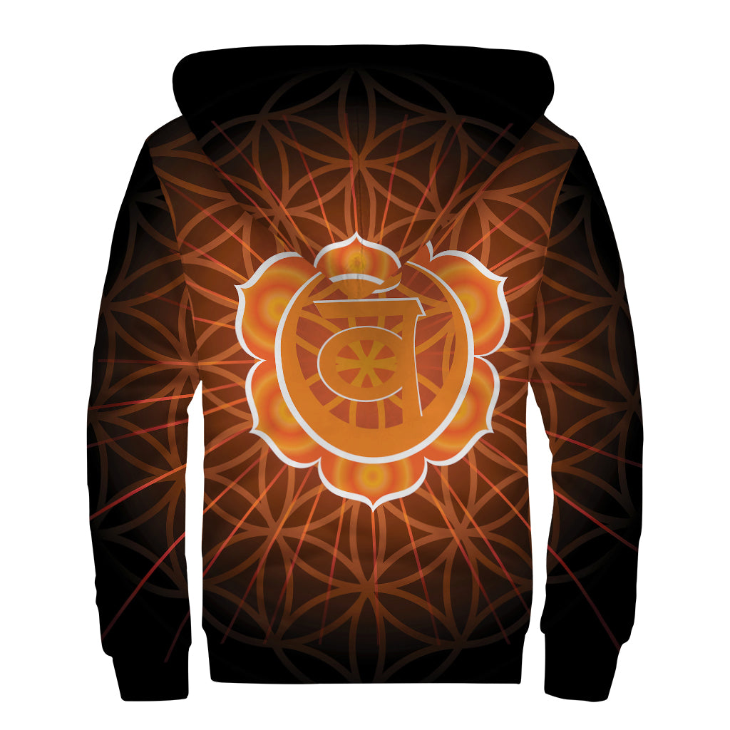 Swadhisthana Chakra Spiritual Print Sherpa Lined Zip Up Hoodie