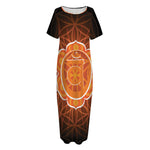 Swadhisthana Chakra Spiritual Print Short Sleeve Long Nightdress