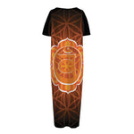 Swadhisthana Chakra Spiritual Print Short Sleeve Long Nightdress