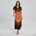 Swadhisthana Chakra Spiritual Print Short Sleeve Maxi Dress
