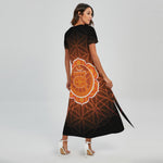 Swadhisthana Chakra Spiritual Print Short Sleeve Maxi Dress
