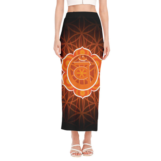 Swadhisthana Chakra Spiritual Print Side Slit Maxi Skirt
