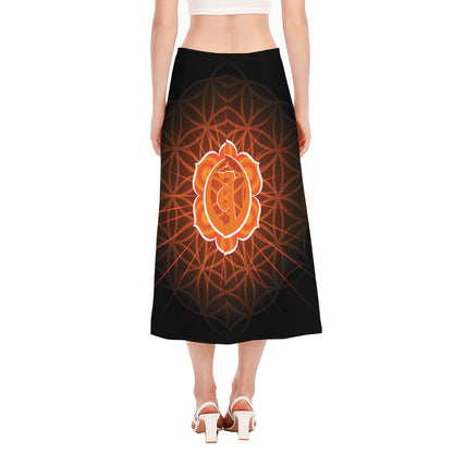 Swadhisthana Chakra Spiritual Print Side Slit Midi Skirt