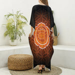 Swadhisthana Chakra Spiritual Print Silk V-Neck Kaftan Dress