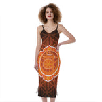 Swadhisthana Chakra Spiritual Print Slim Fit Midi Cami Dress