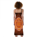 Swadhisthana Chakra Spiritual Print Slim Fit Midi Cami Dress