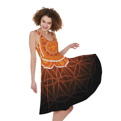 Swadhisthana Chakra Spiritual Print Women's Sleeveless Dress