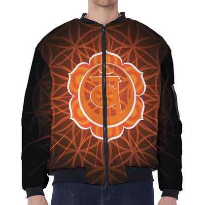 Swadhisthana Chakra Spiritual Print Zip Sleeve Bomber Jacket