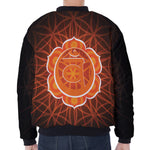 Swadhisthana Chakra Spiritual Print Zip Sleeve Bomber Jacket