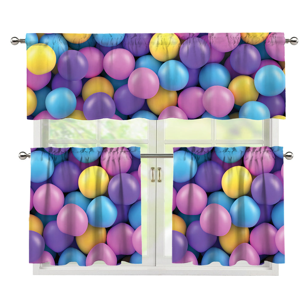 Sweet Candy Ball Pattern Print 3 Piece Kitchen Curtains