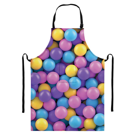 Sweet Candy Ball Pattern Print Bib Apron With Pocket