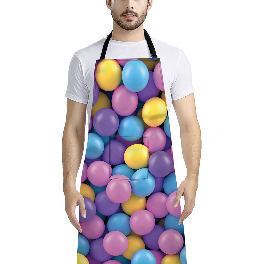 Sweet Candy Ball Pattern Print Bib Apron With Pocket