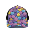 Sweet Candy Ball Pattern Print Black Mesh Trucker Hat