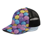 Sweet Candy Ball Pattern Print Black Mesh Trucker Cap