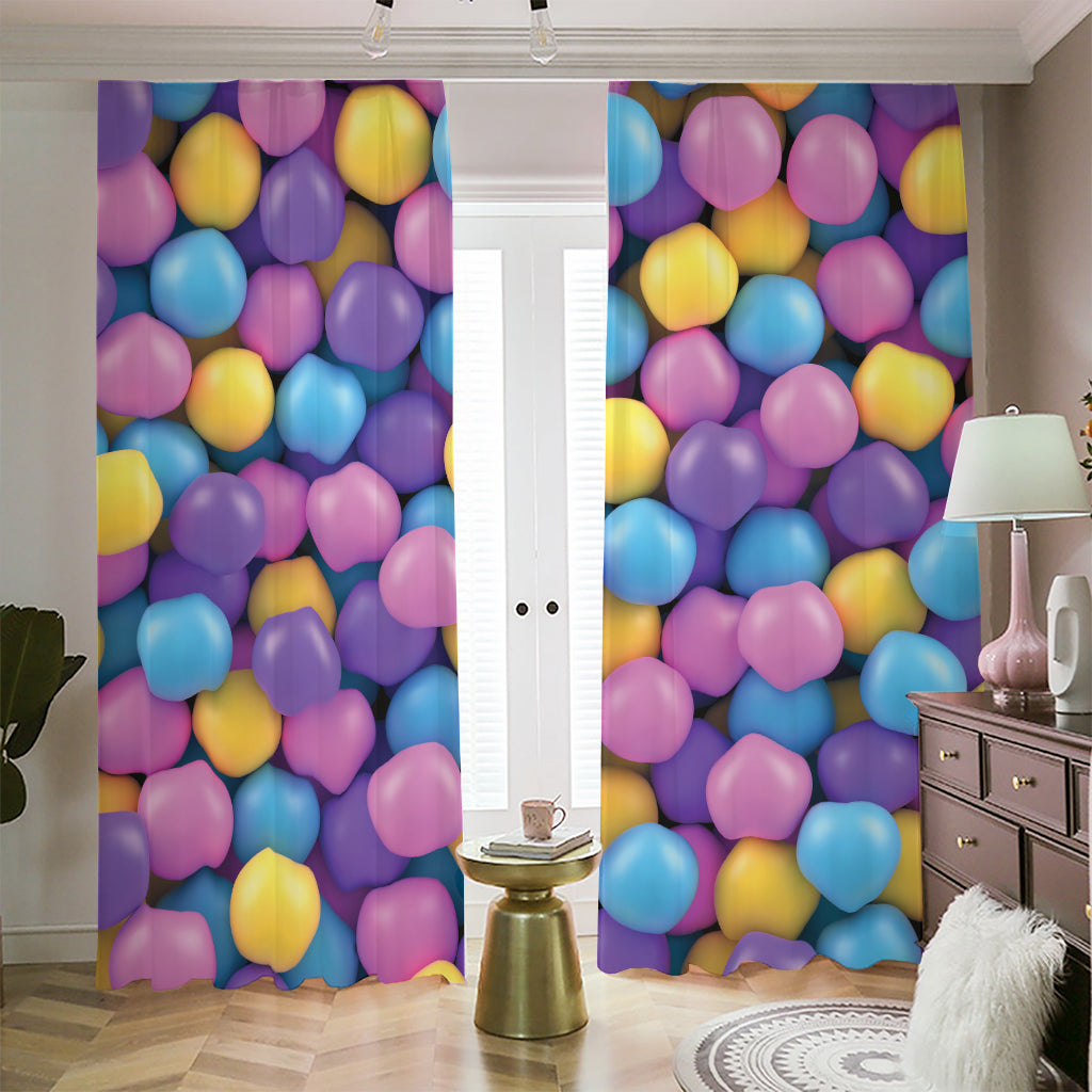 Sweet Candy Ball Pattern Print Blackout Pencil Pleat Curtains