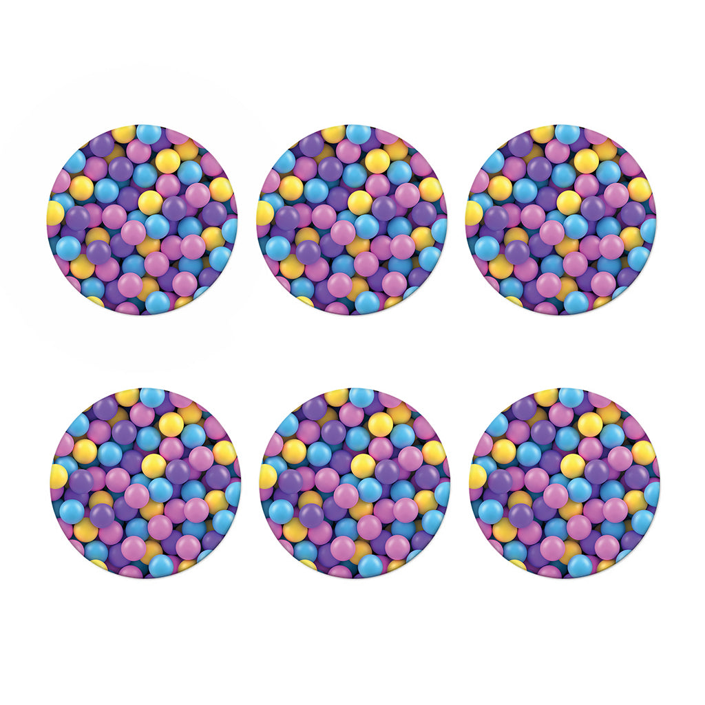 Sweet Candy Ball Pattern Print Coaster Set
