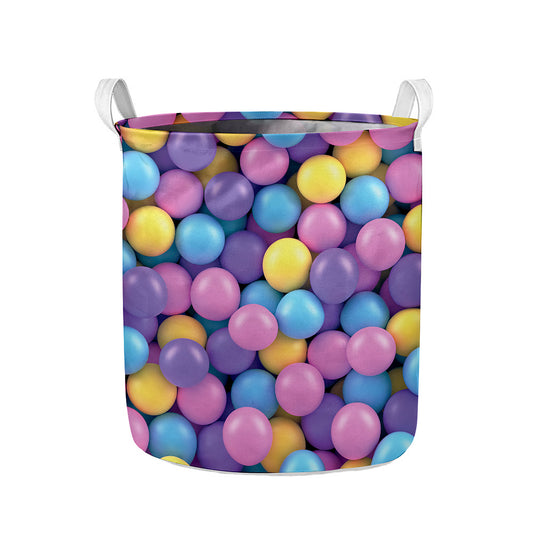 Sweet Candy Ball Pattern Print Collapsible Laundry Basket