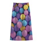 Sweet Candy Ball Pattern Print Cotton Front Slit Maxi Skirt