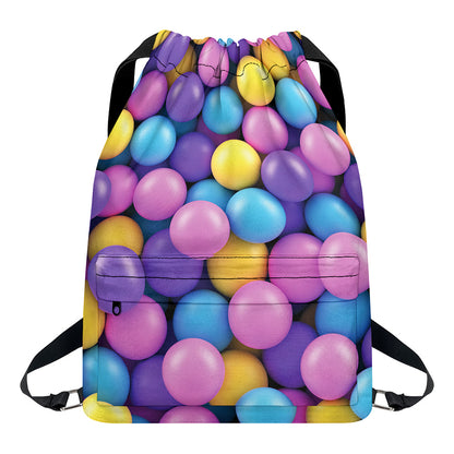 Sweet Candy Ball Pattern Print Drawstring Backpack