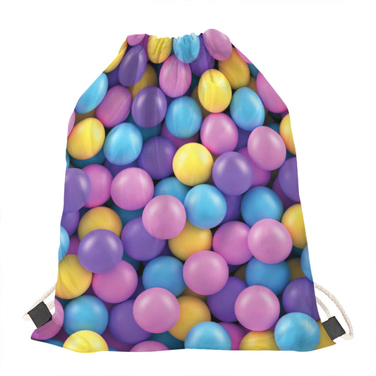 Sweet Candy Ball Pattern Print Drawstring Bag