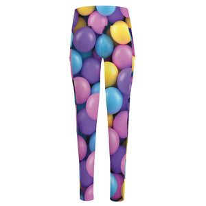 Sweet Candy Ball Pattern Print High-Waisted Pocket Leggings