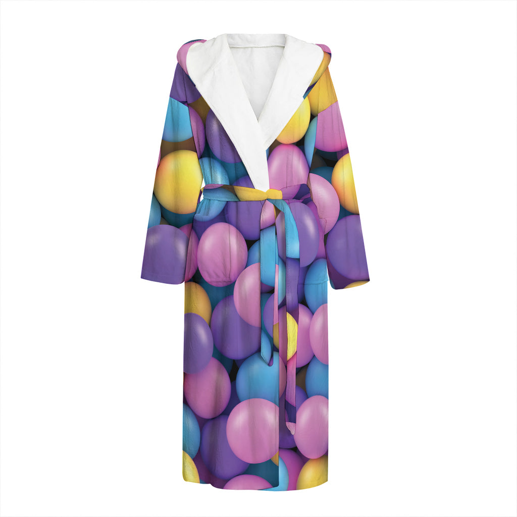 Sweet Candy Ball Pattern Print Hooded Bathrobe