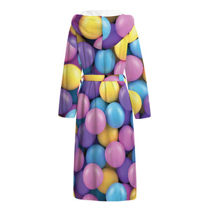 Sweet Candy Ball Pattern Print Hooded Bathrobe