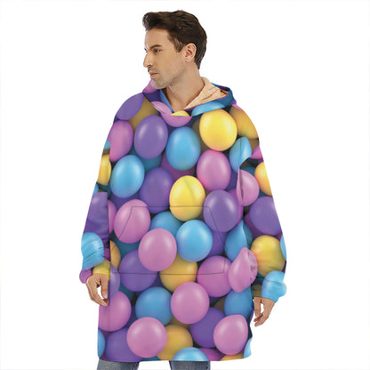 Sweet Candy Ball Pattern Print Hoodie Blanket