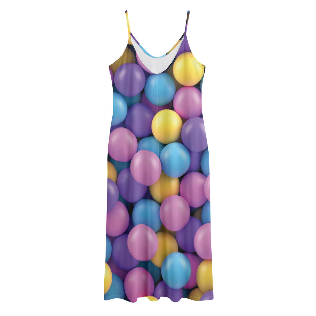 Sweet Candy Ball Pattern Print Jersey Midi Cami Dress