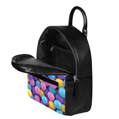 Sweet Candy Ball Pattern Print Leather Backpack