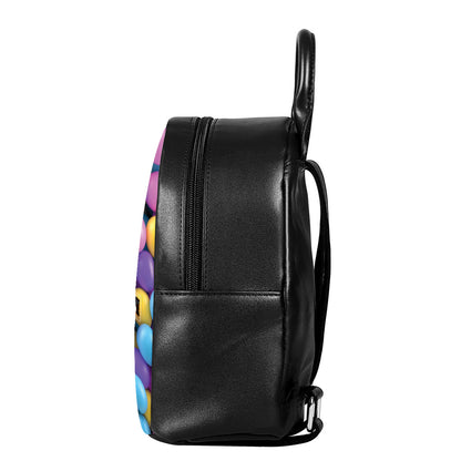 Sweet Candy Ball Pattern Print Leather Backpack