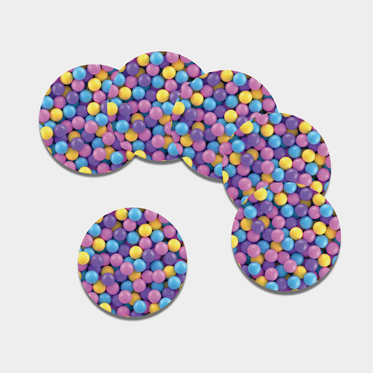 Sweet Candy Ball Pattern Print Leather Coaster Set