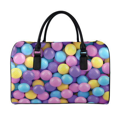 Sweet Candy Ball Pattern Print Leather Duffle Bag
