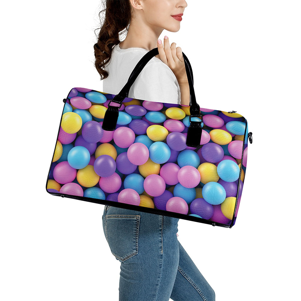 Sweet Candy Ball Pattern Print Leather Duffle Bag