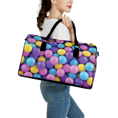 Sweet Candy Ball Pattern Print Leather Duffle Bag