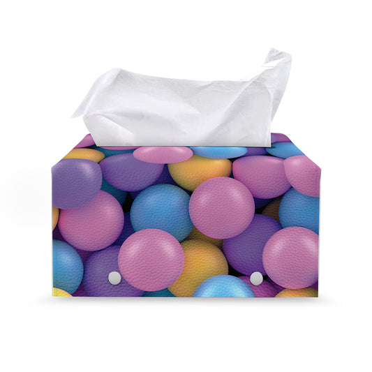 Sweet Candy Ball Pattern Print Leather Tissue Box Cover