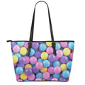 Sweet Candy Ball Pattern Print Leather Tote Bag With Zipper