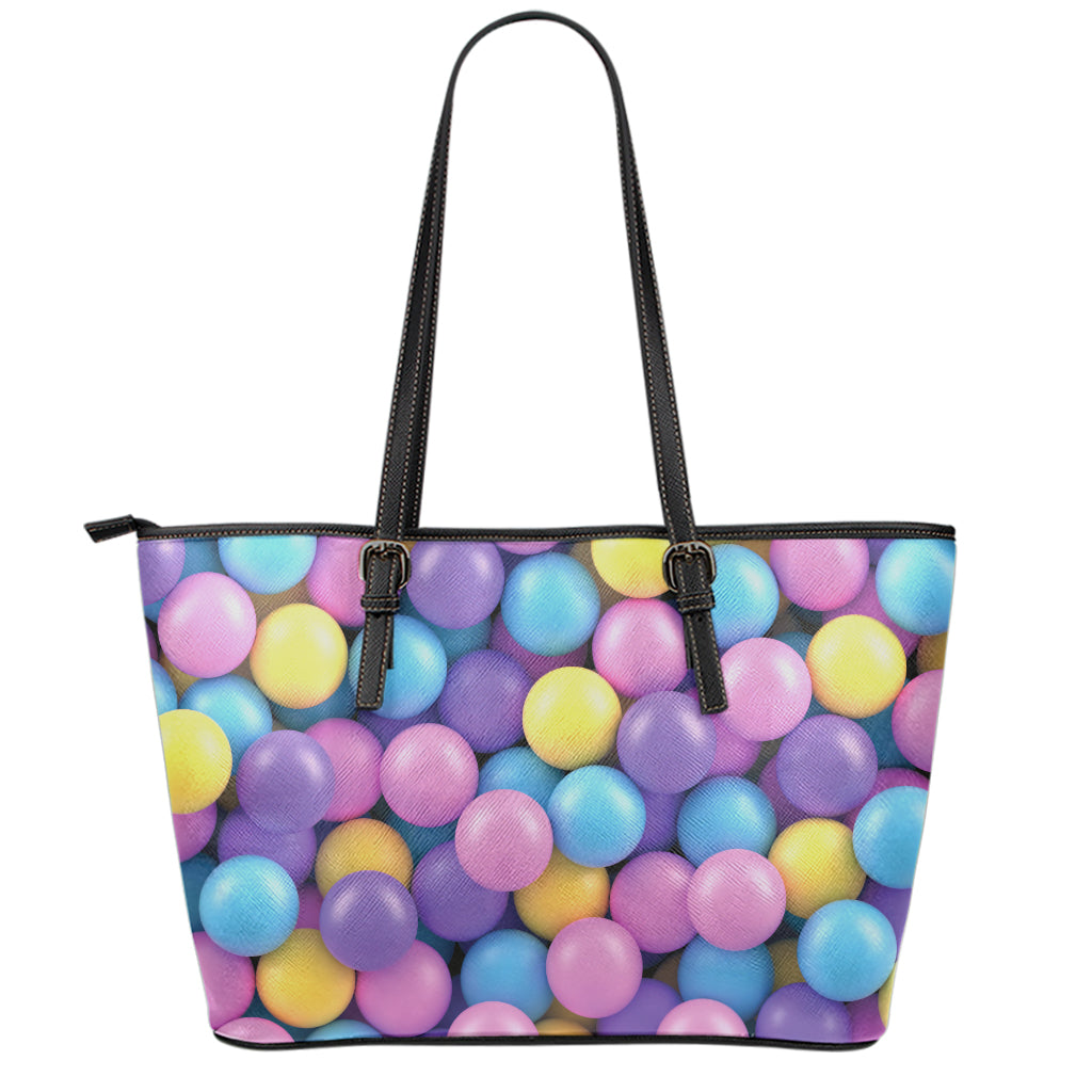 Sweet Candy Ball Pattern Print Leather Tote Bag