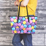 Sweet Candy Ball Pattern Print Leather Tote Bag