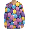 Sweet Candy Ball Pattern Print Long Sleeve Baseball Jersey