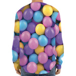 Sweet Candy Ball Pattern Print Long Sleeve Baseball Jersey