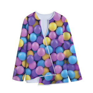 Sweet Candy Ball Pattern Print Long Sleeve Short Coat