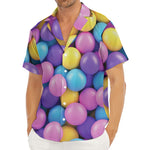 Sweet Candy Ball Pattern Print Men's Deep V-Neck Shirt