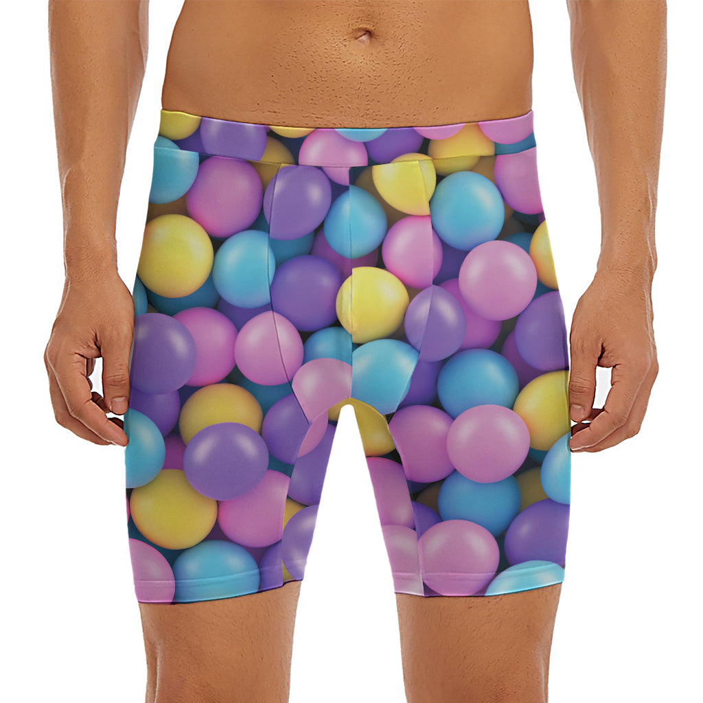 Sweet Candy Ball Pattern Print Men's Long Boxer Briefs