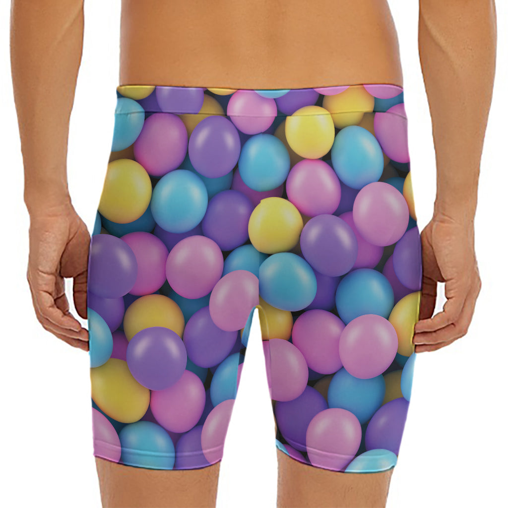 Sweet Candy Ball Pattern Print Men's Long Boxer Briefs