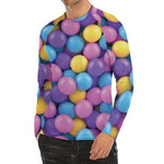 Sweet Candy Ball Pattern Print Men's Long Sleeve Rash Guard