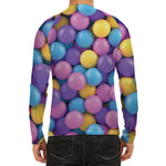 Sweet Candy Ball Pattern Print Men's Long Sleeve Rash Guard