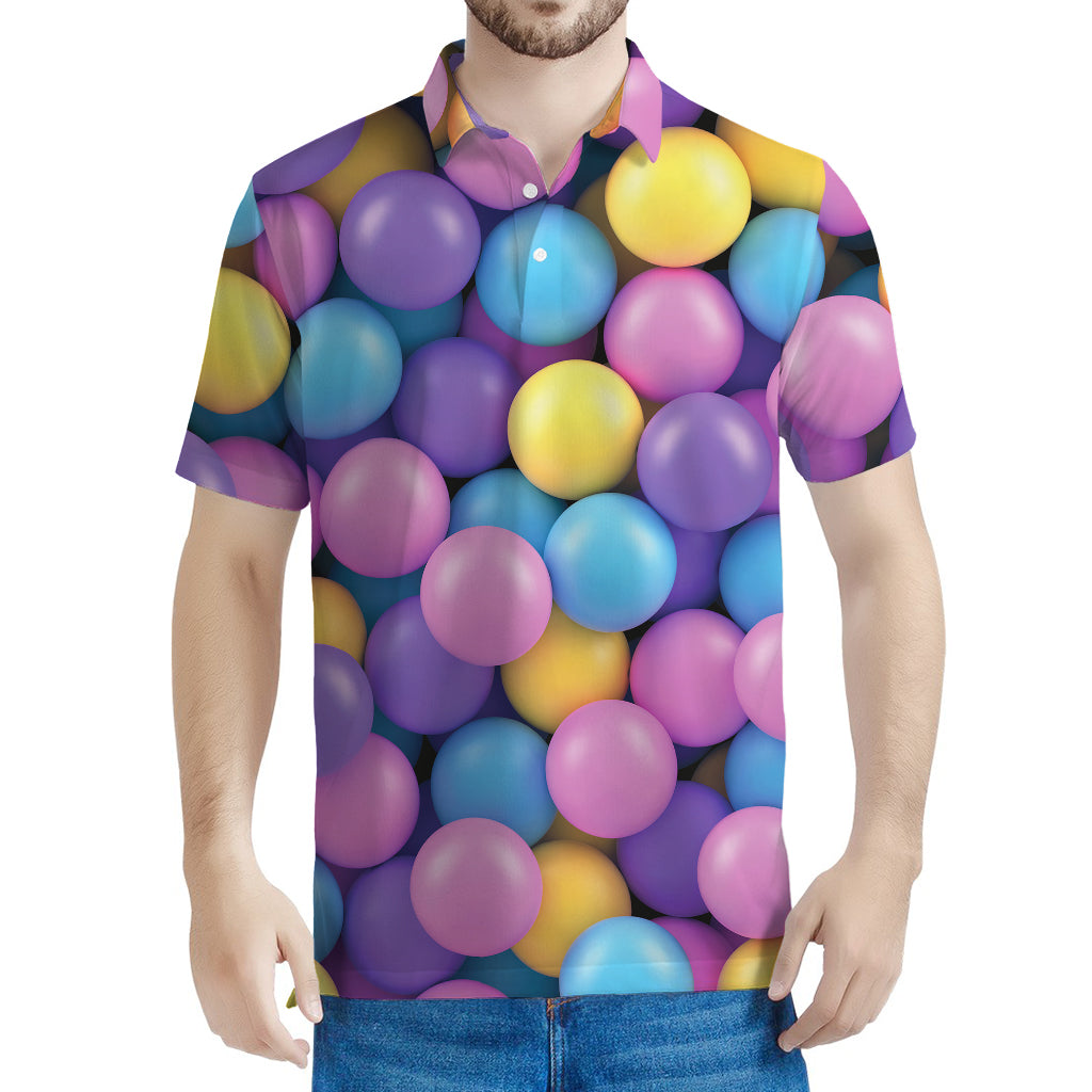 Sweet Candy Ball Pattern Print Men's Polo Shirt