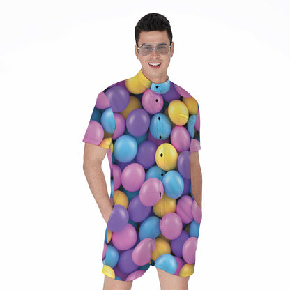 Sweet Candy Ball Pattern Print Men's Rompers